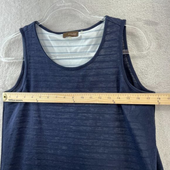 Crosby Top Womens Small Navy Blue Layered Striped Sleeveless Tank - Picture 4 of 8